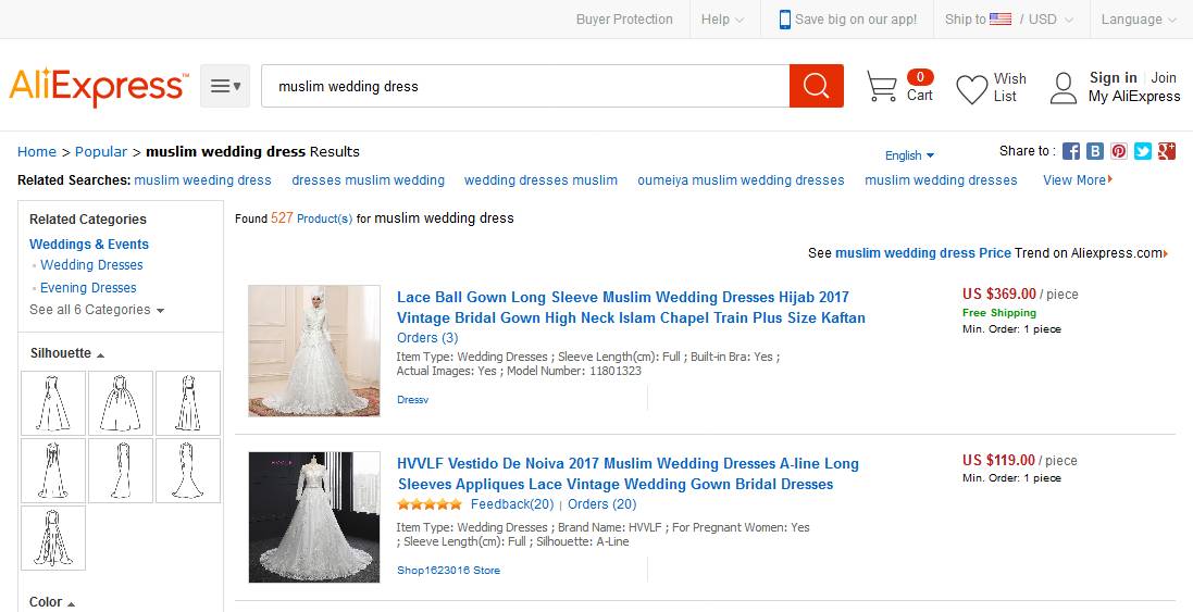 Vestidos de novia musulmanes en AliExpress