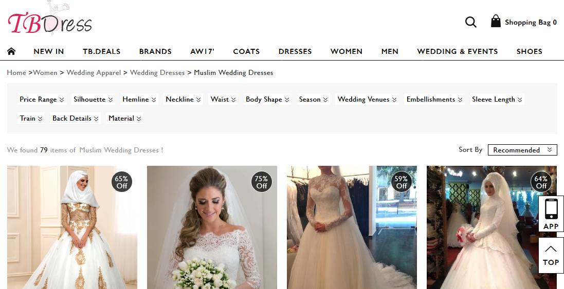 Vestidos de novia musulmanes en TBDress