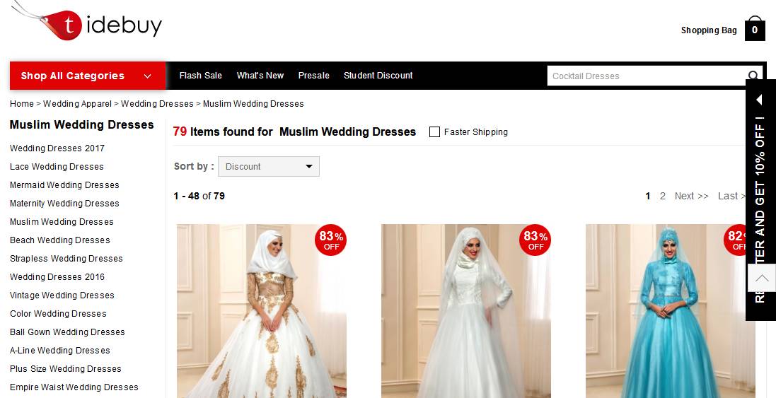 Vestidos de novia musulmanes en Tidebuy